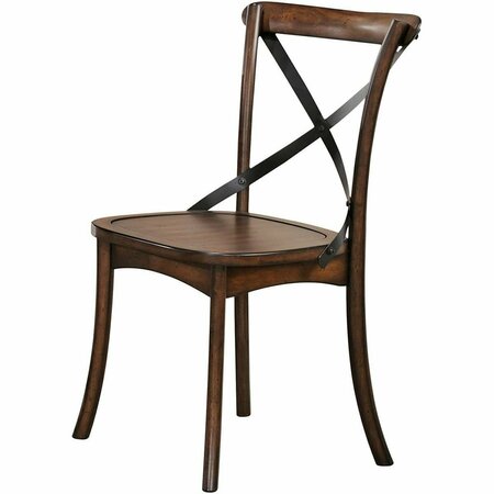 GFANCY FIXTURES 18 x 21 x 35 in. Dark Oak & Black Wood Side Chair, Set of 2 GF3094485